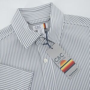 NEW C&C California Men's Short Sleeve Striped Button Down Shirt‎ Size Medium